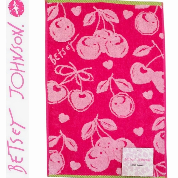Betsey Johnson Cherries & Hearts Hand Towel - Picture 1 of 7
